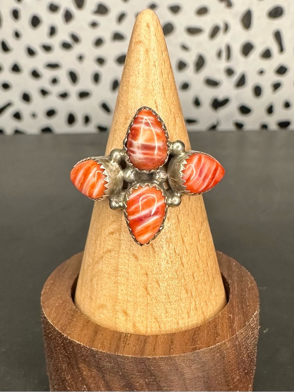 NWT Native Maritta Martinez Navajo Handmade Spiny Oyster Sterling Silver Ring 7